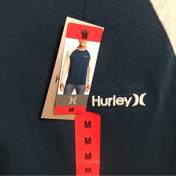 NWT Hurley ⚜️ Long Sleeved Baseball Tee Shirt - Picture 7 of 8